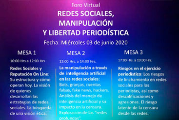 Foro Virtual Redes Sociales, Manipulaci&oacute;n y Libertad Period&iacute;stica